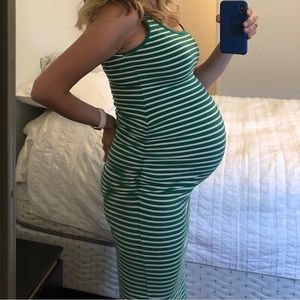 Old Navy Green Striped Bodycon Dress